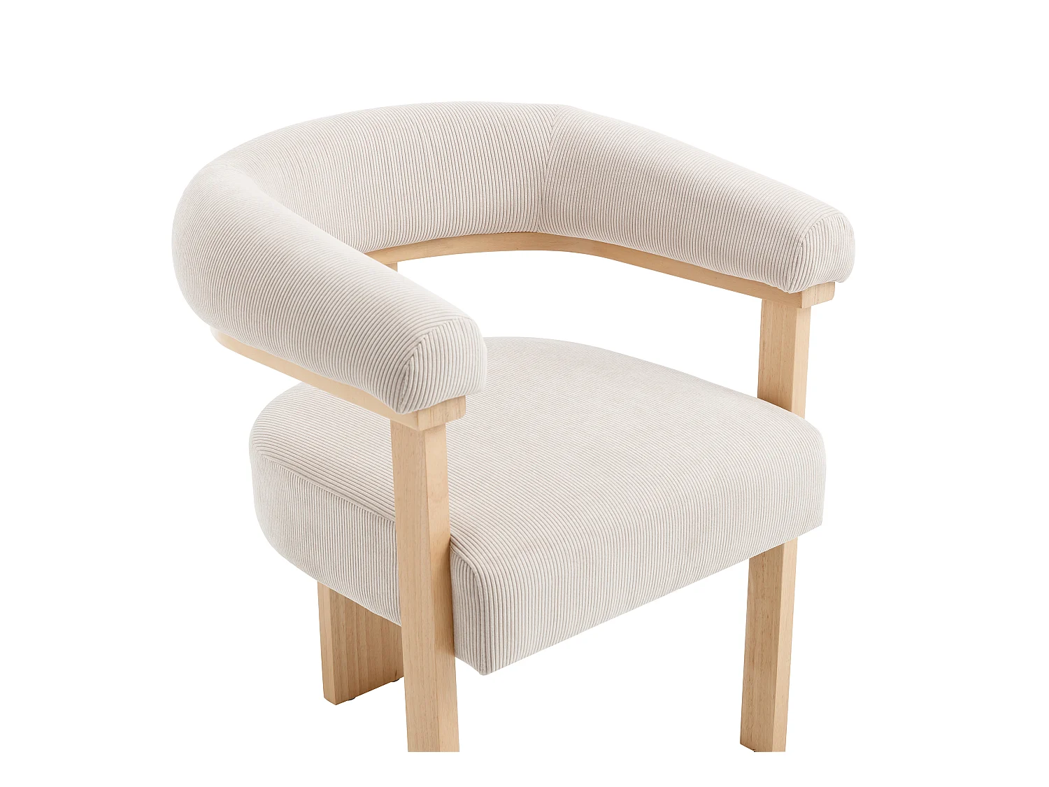 Stol med armlener i kordfløyel og naturlig heveatre - Beige - LIVELIA fra Pascal MORABITO