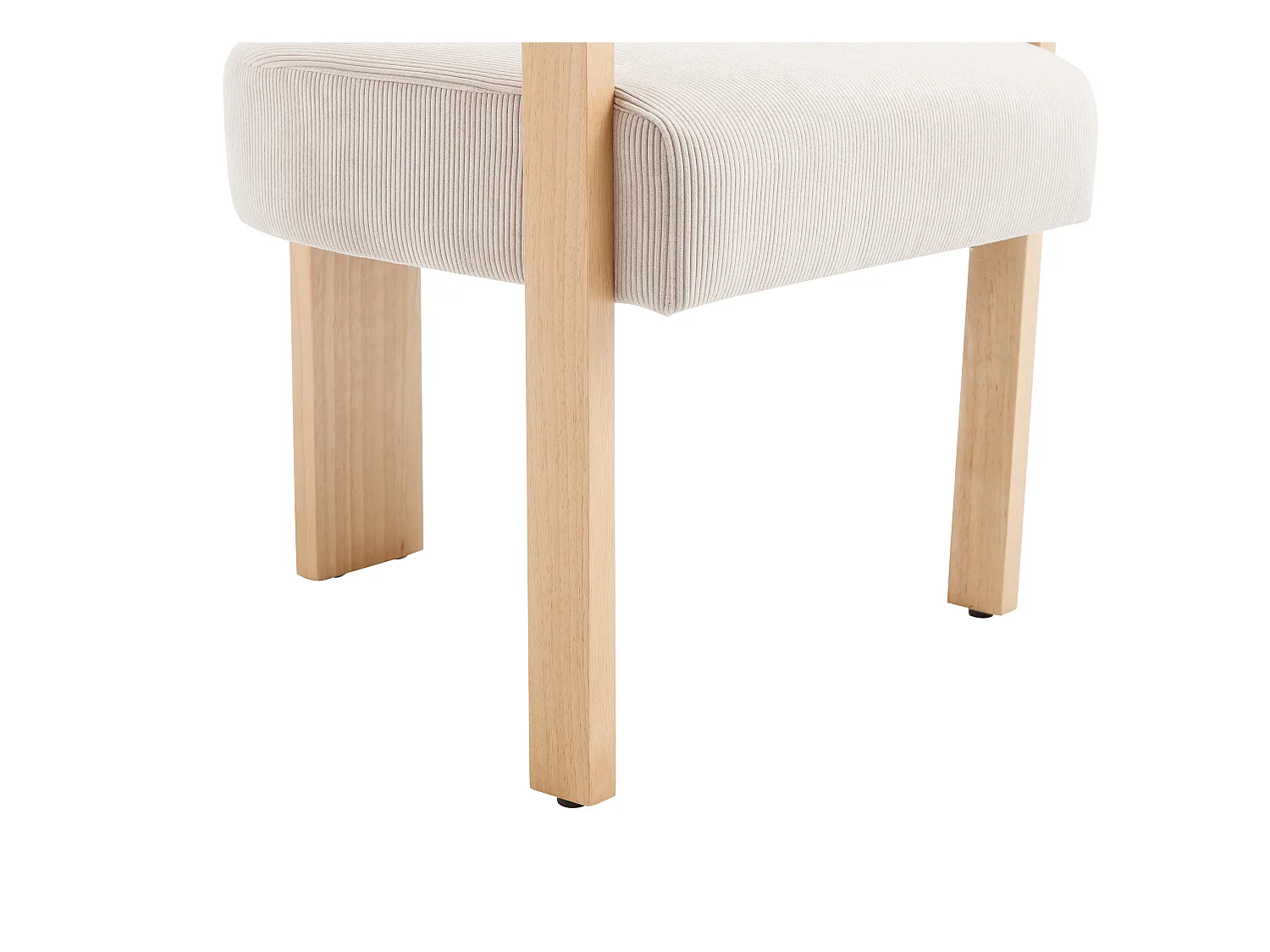 Stol med armlæn i fløjl og naturligt gummitræ - Beige - LIVELIA af Pascal MORABITO