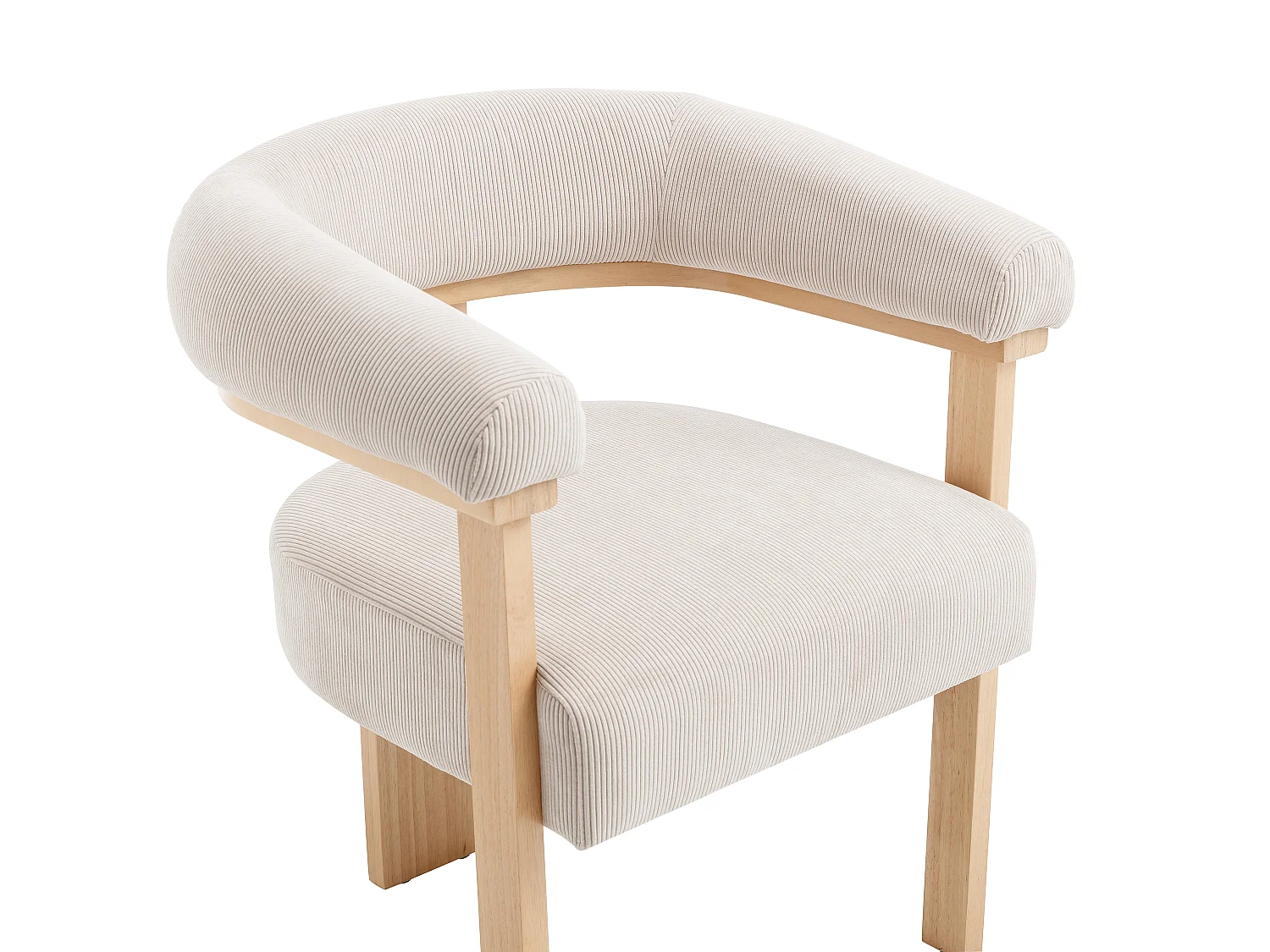 Stuhl mit Armlehnen 1er - Cord & Kautschukholz natur - Beige - LIVELIA von Pascal MORABITO