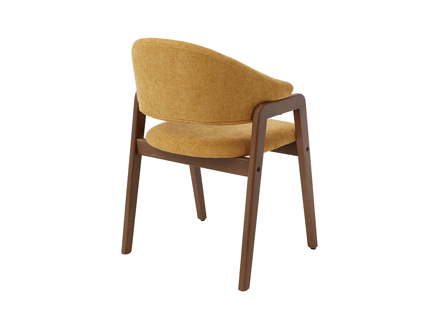 Sæt med 2 stole med armlæn i tekstureret stof og gummitræ - Gul og mørk natur - SOLUNA