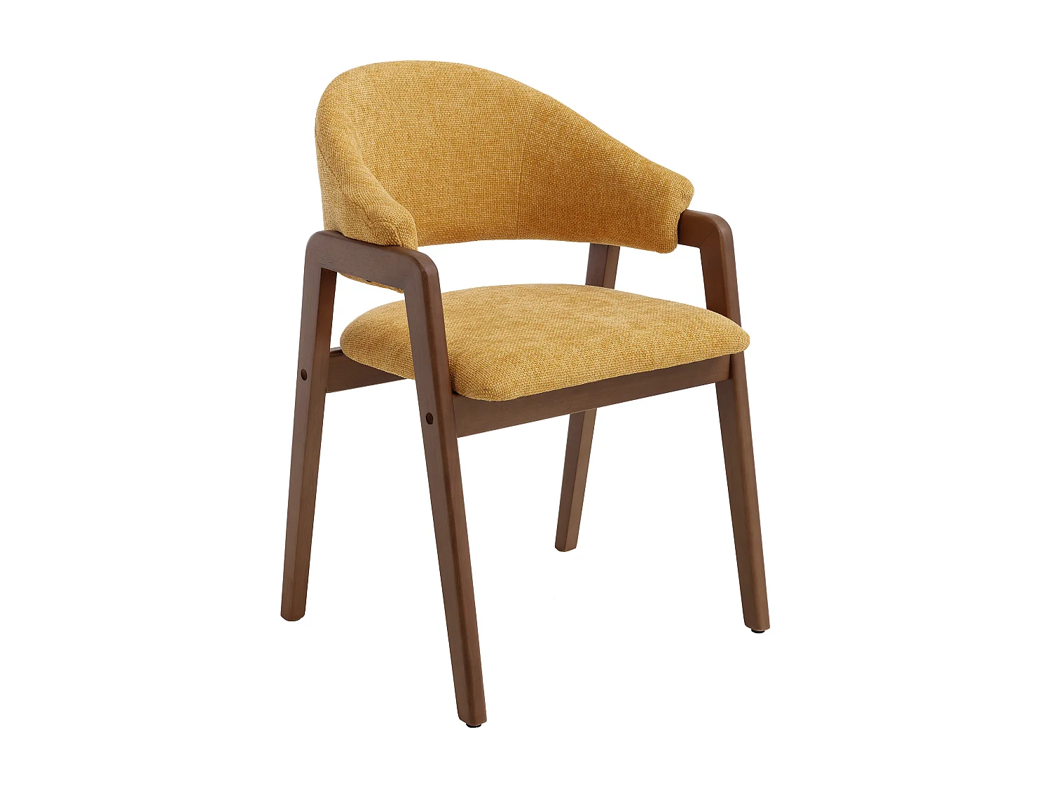 Lot de 2 chaises avec accoudoirs en tissu texturé et bois d'hévéa - Jaune et naturel foncé - SOLUNA