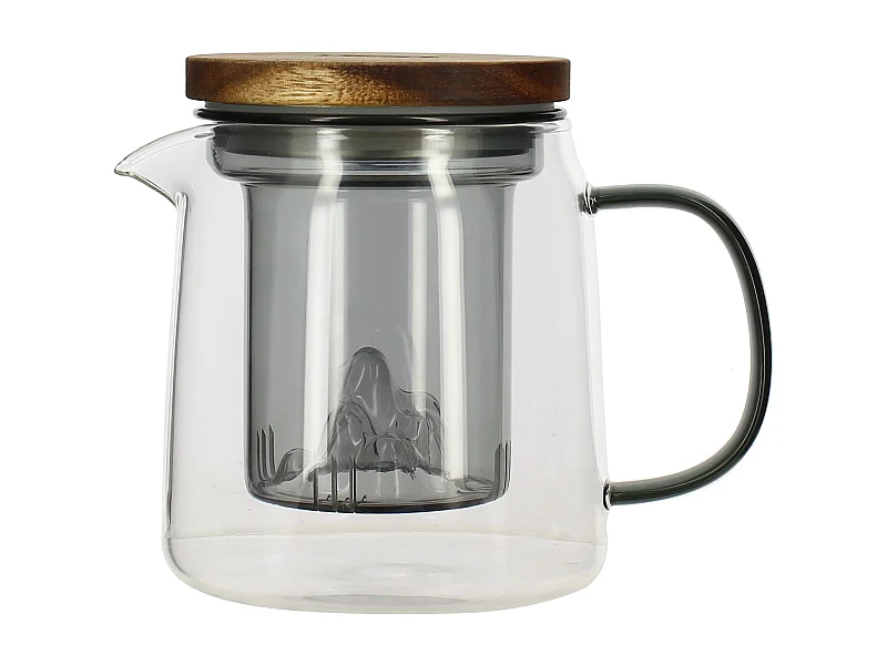 Ogo Living - Theiere Laska 450ml En Verre Borosilicate Avec Anse Et Infuseur Gris