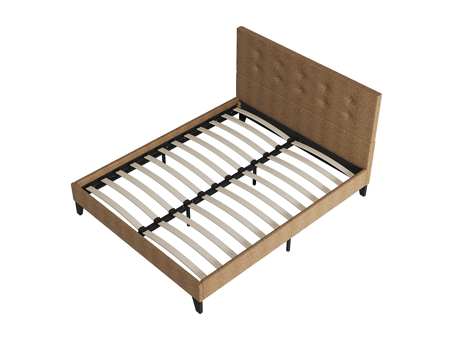 Lit 140x190 cm avec tête de lit tissu couleur brun