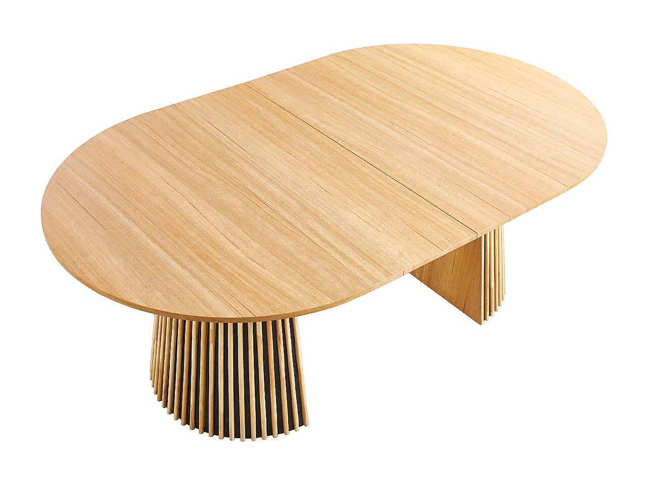 Mesa de comedor Keanu forma circular extensible natural 75x120-160-200x120 cm Adec
