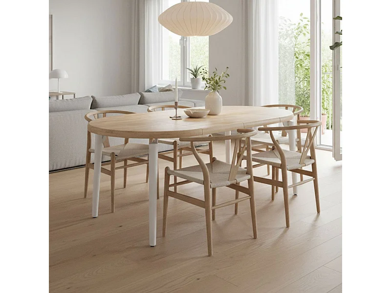 Mesa de comedor Moon extensible forma redonda nordish/blanco Ø100-140-180x76 cm Adec