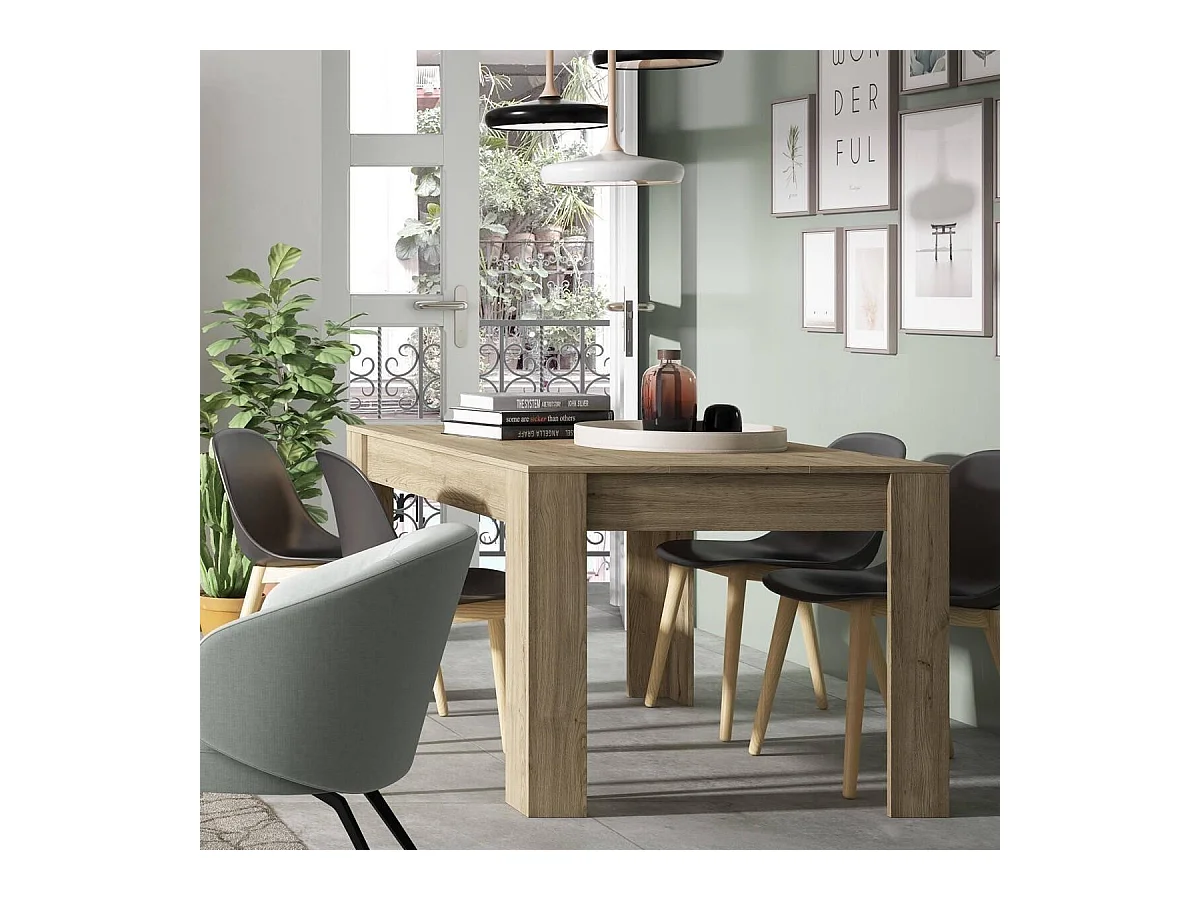 Mesa de comedor extensible BASS de 140,4/200,4x90x76,1 cm. Color NATURALE