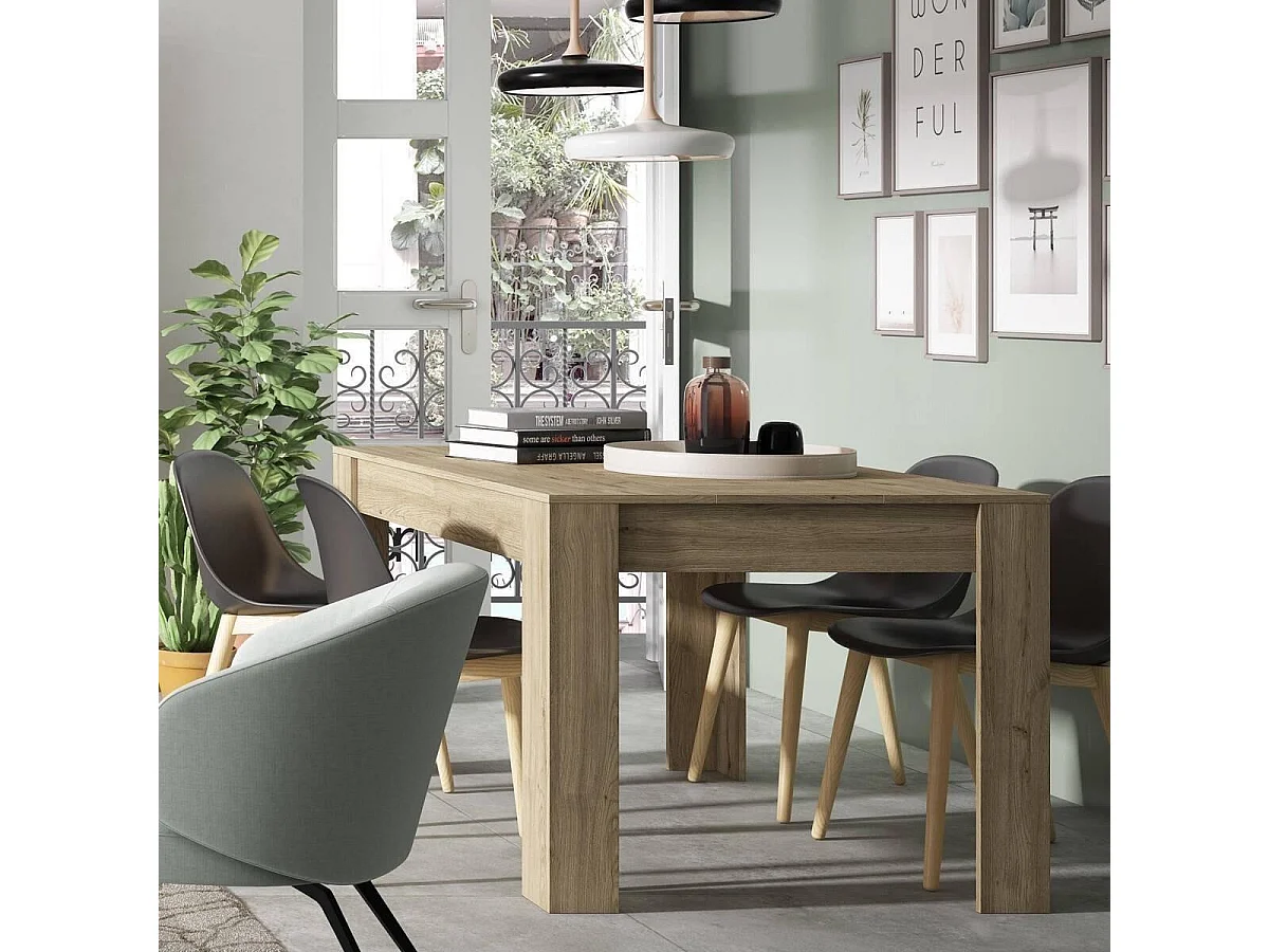 Mesa de comedor extensible BASS de 140,4/200,4x90x76,1 cm. Color NATURALE