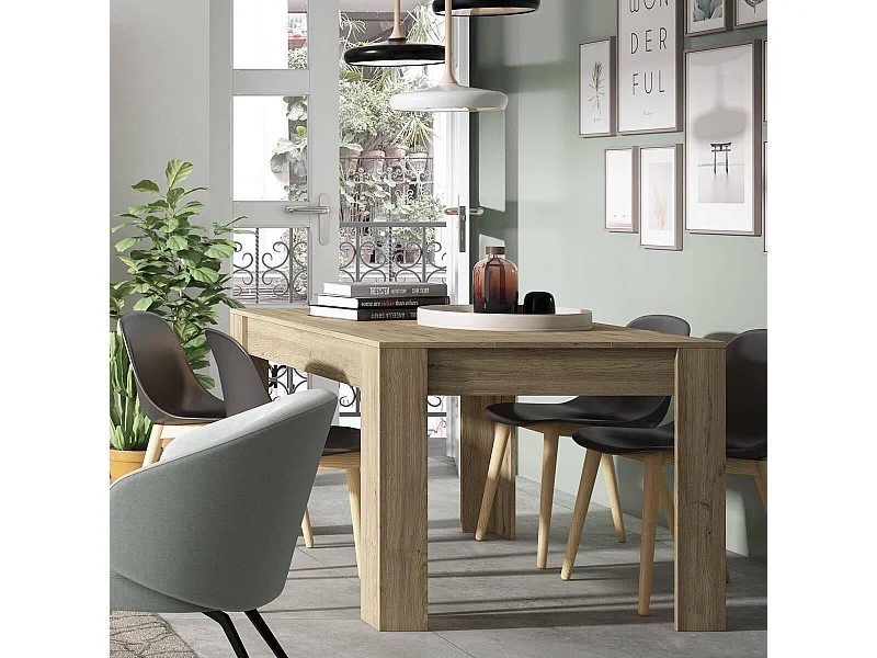 Mesa de comedor extensible BASS de 140,4/200,4x90x76,1 cm. Color NATURALE