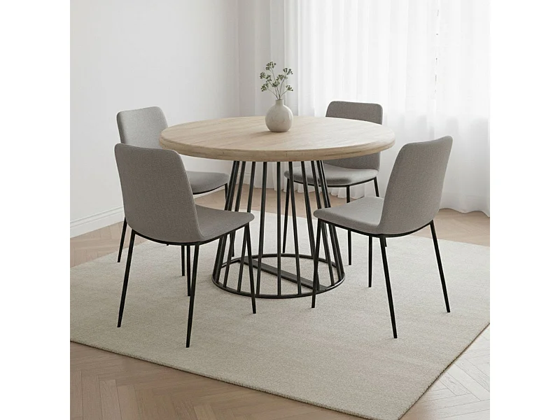 Mesa de comedor Brad extensible diseño redondo nordish/negro Ø120 cm Adec