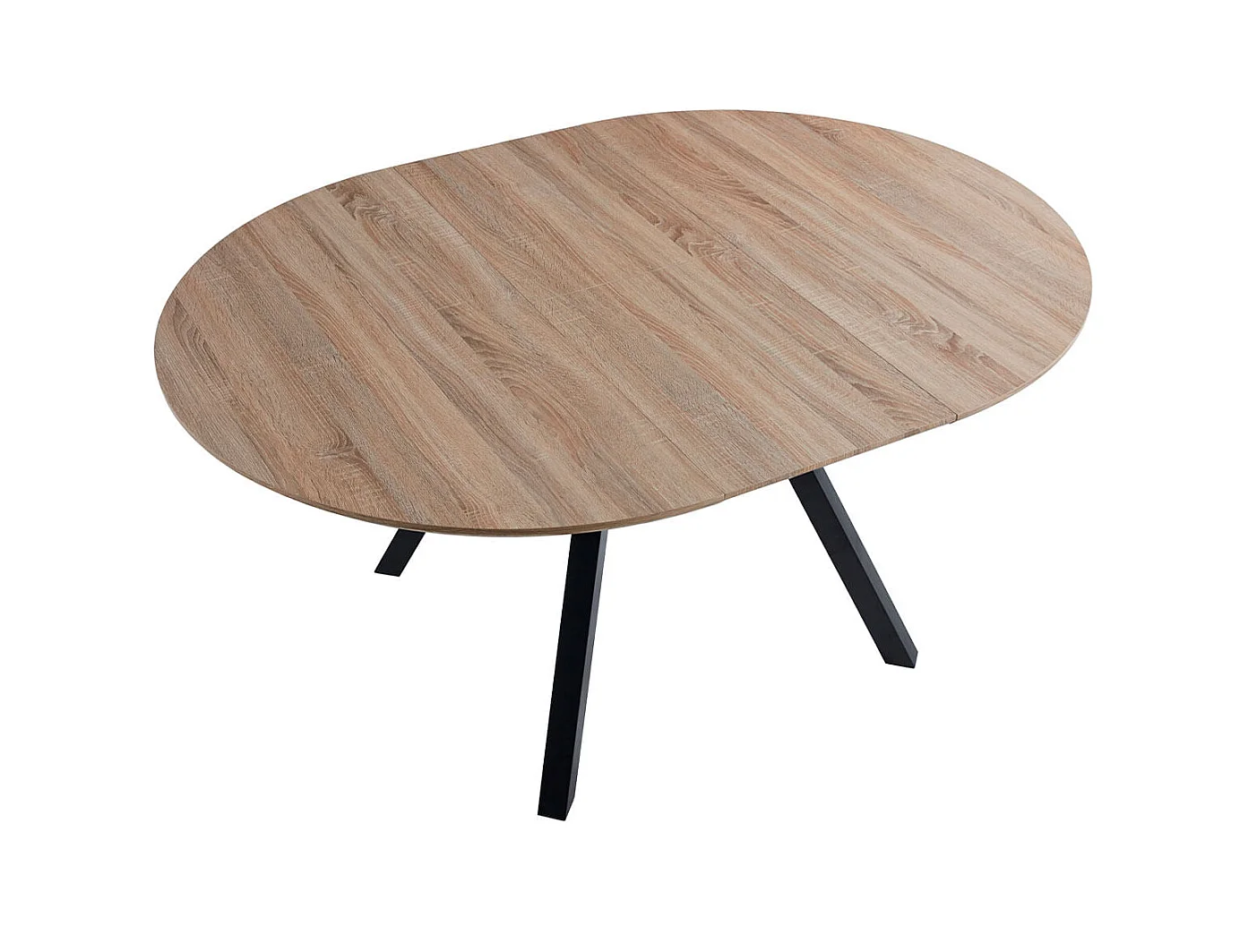 Mesa de comedor Delta extensible forma circular oak/negro 75x120-160x120 cm Adec