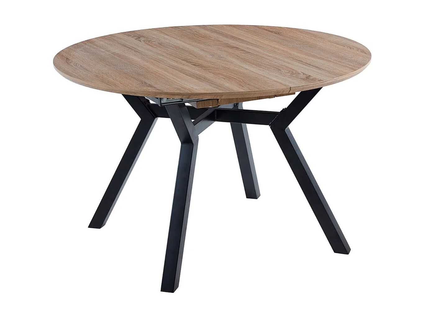 Mesa de comedor Delta extensible forma circular oak/negro 75x120-160x120 cm Adec