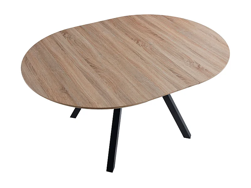 Mesa de comedor Delta extensible forma circular oak/negro 75x120-160x120 cm Adec