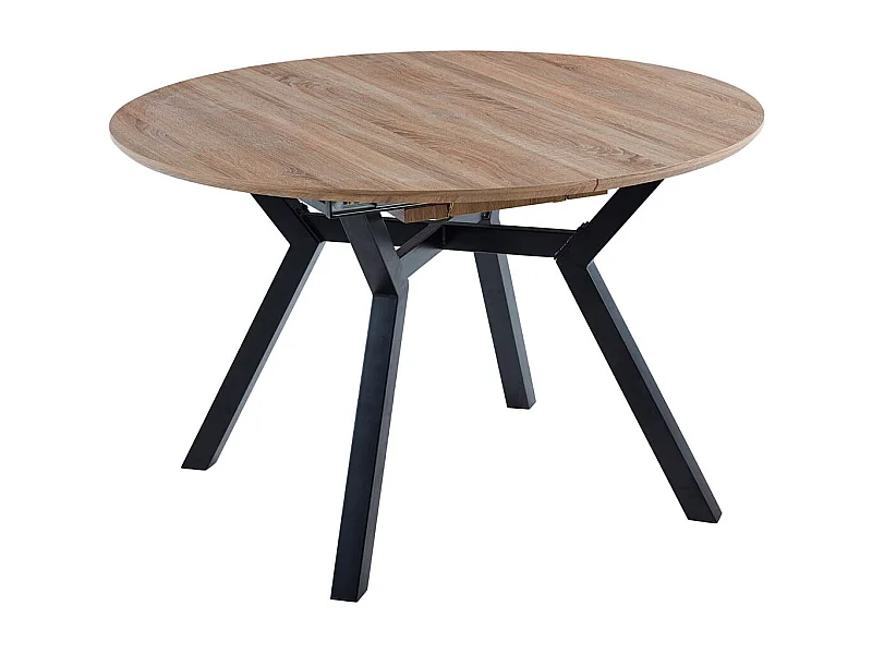 Mesa de comedor Delta extensible forma circular oak/negro 75x120-160x120 cm Adec