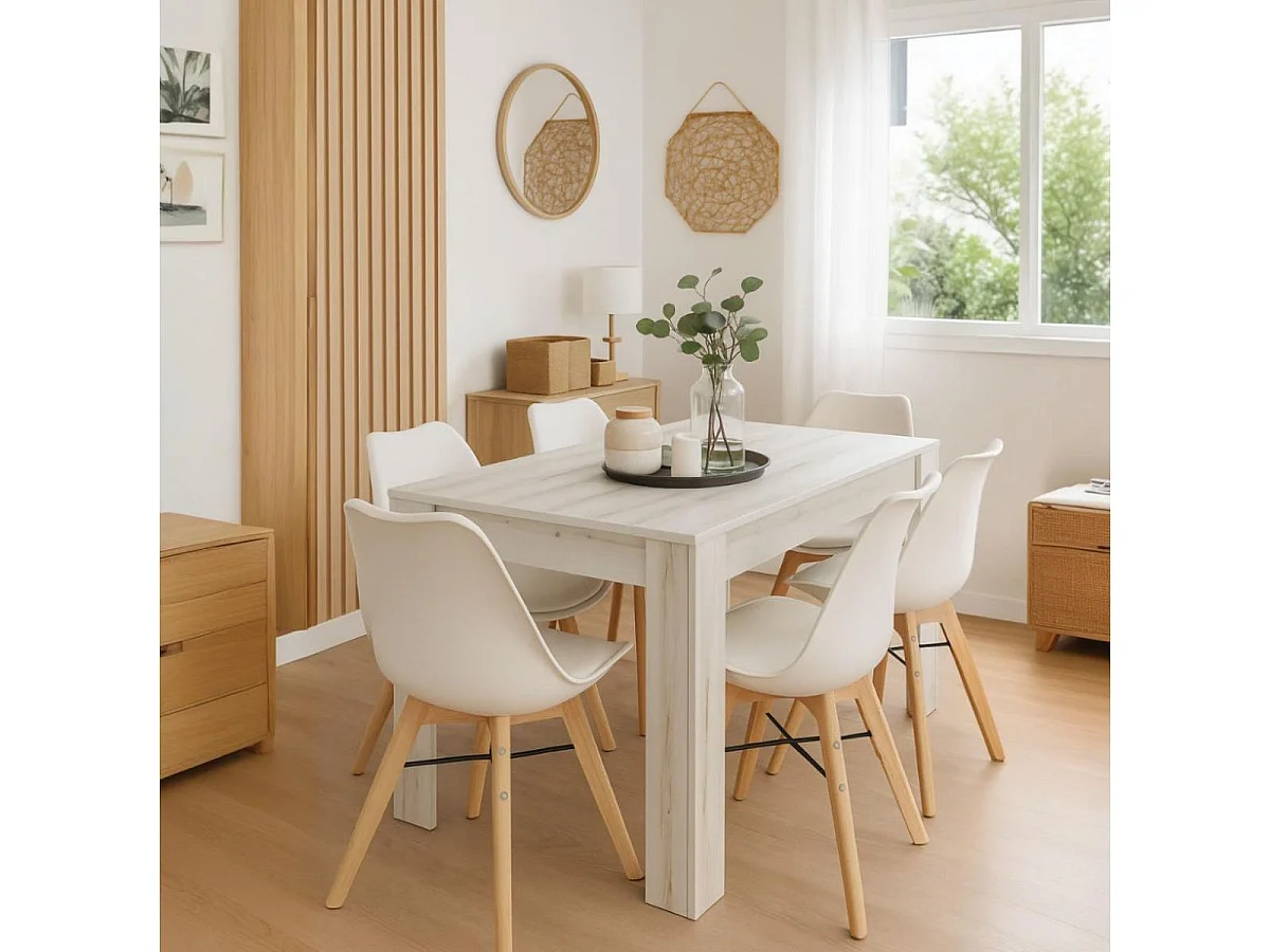 Mesa de comedor Bass extensible albo 76,1x140,4-200x90,4 cm