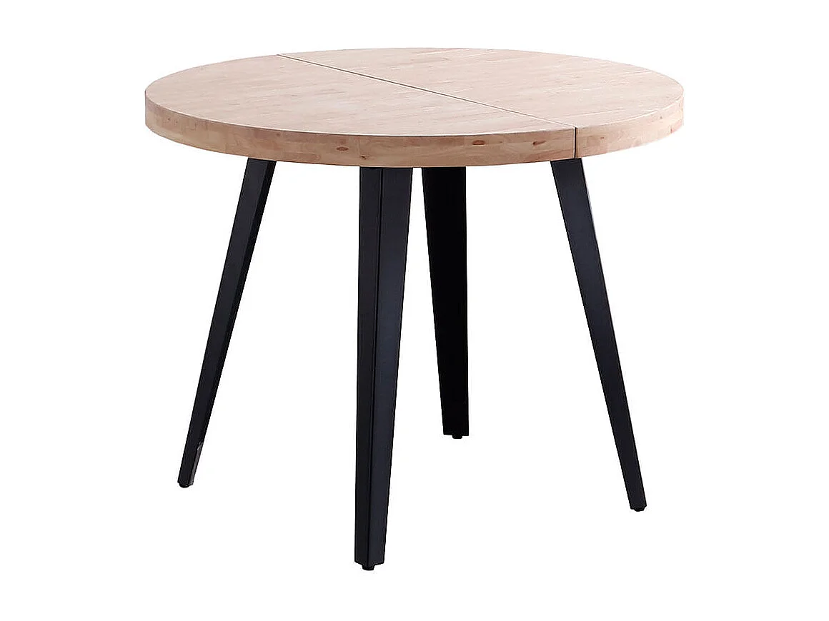Mesa de comedor Berg extensible diseño redondo roble nordish/negro 76x80-120-160x80 cm Adec