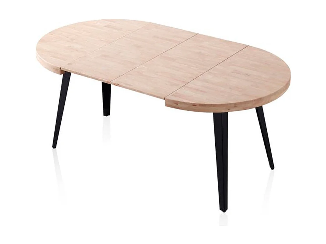 Mesa de comedor Berg extensible diseño redondo roble nordish/negro 76x80-120-160x80 cm Adec