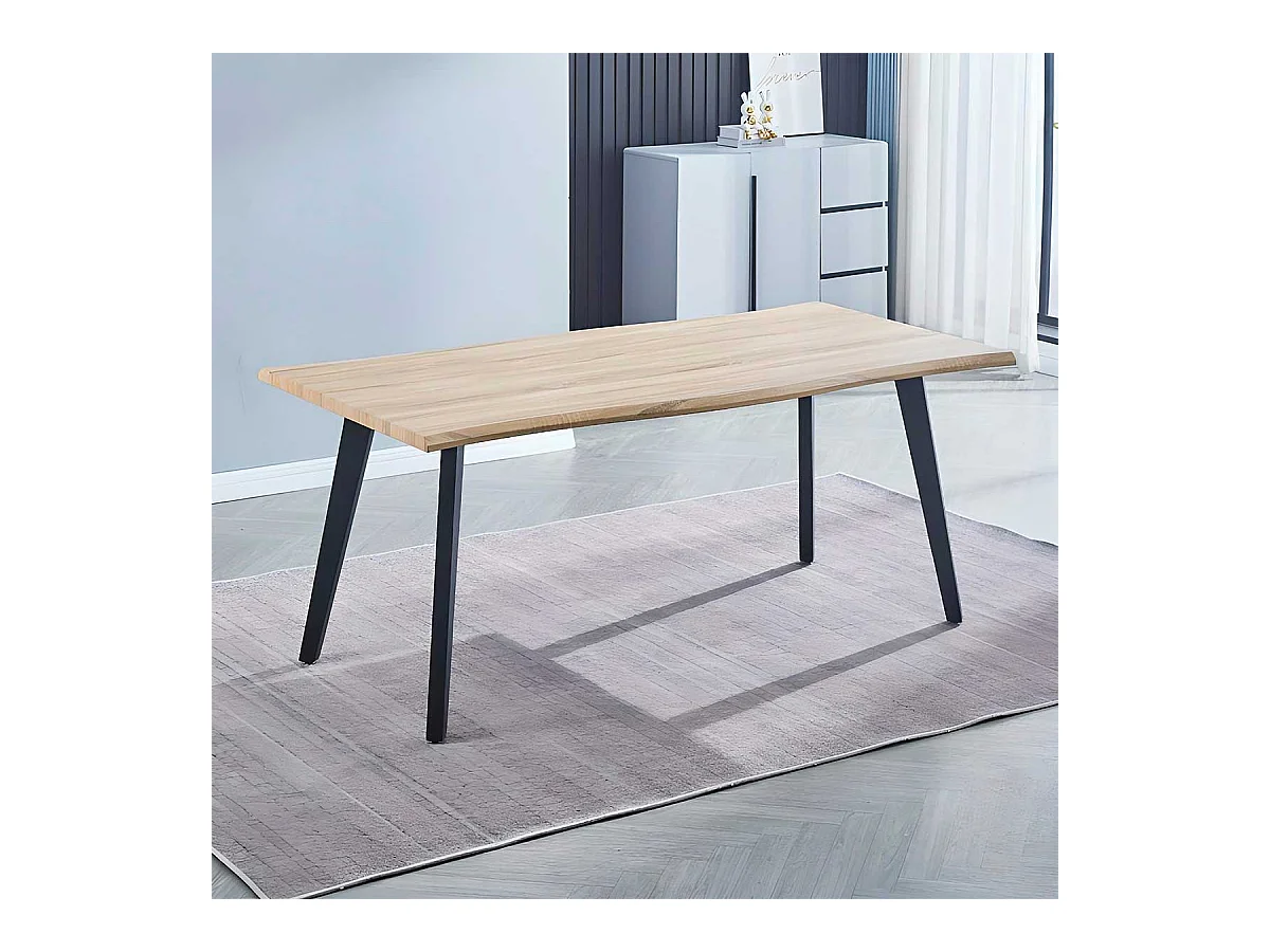 Mesa de comedor Regatta rectangular diseño nórdico cambria/negro 76x180x90 cm