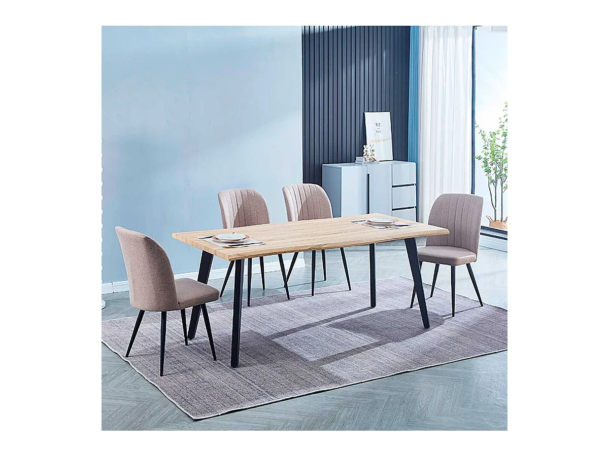 Mesa de comedor Regatta rectangular diseño nórdico cambria/negro 76x180x90 cm