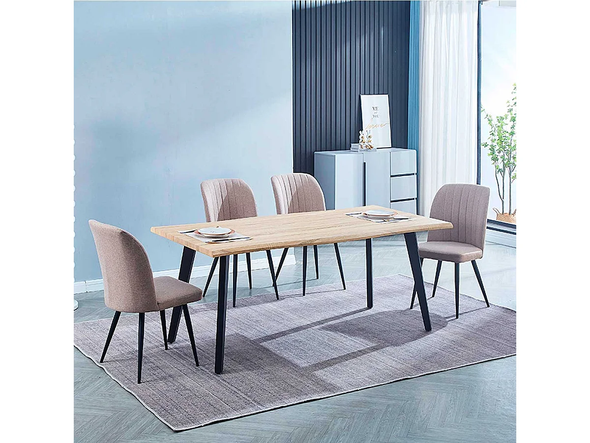 Mesa de comedor Regatta rectangular diseño nórdico cambria/negro 76x180x90 cm