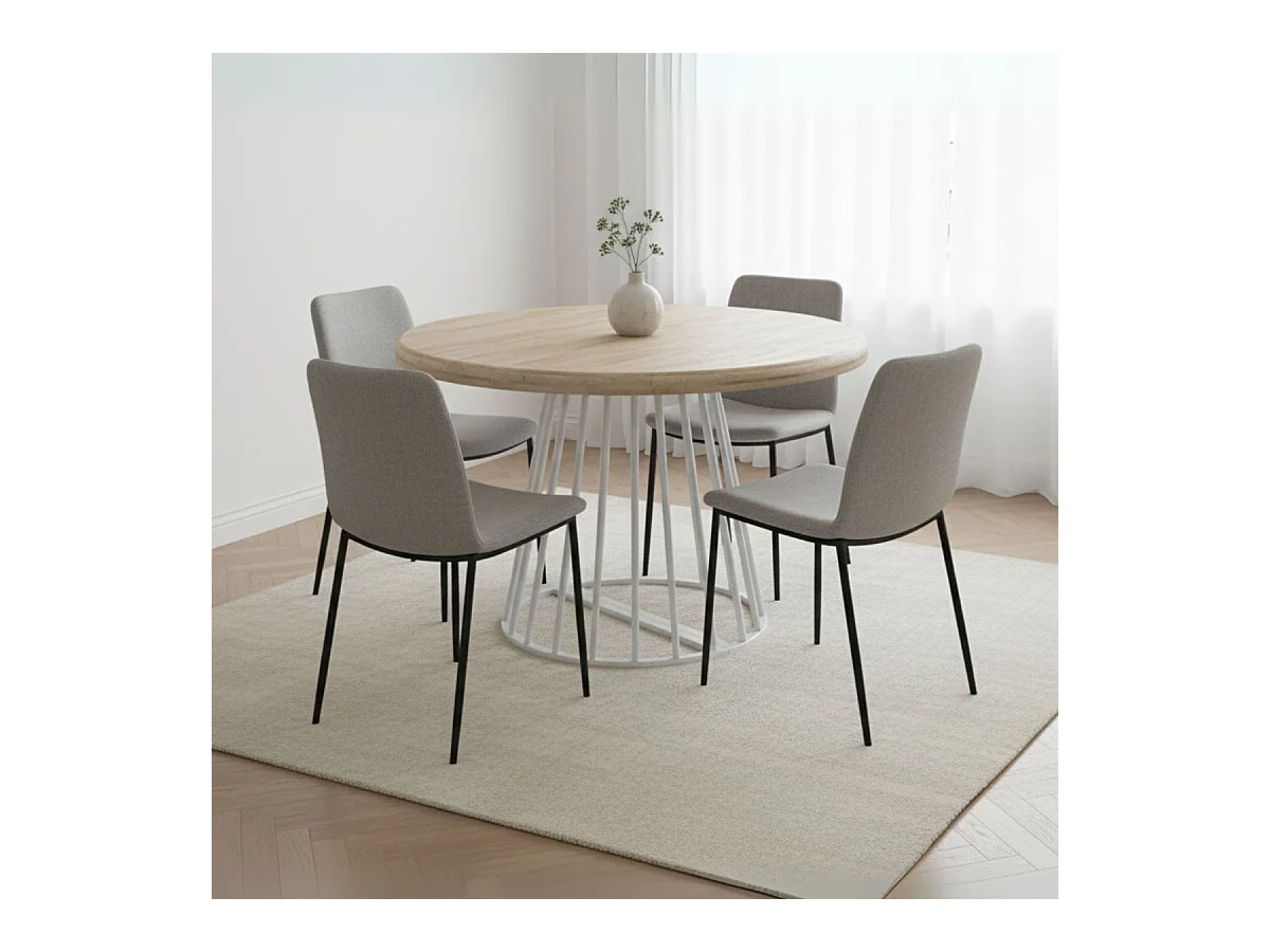 Mesa de comedor Brad extensible diseño redondo nordish/blanco Ø120 cm Adec