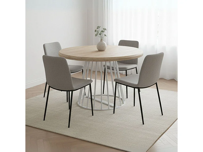 Mesa de comedor Brad extensible diseño redondo nordish/blanco Ø120 cm Adec