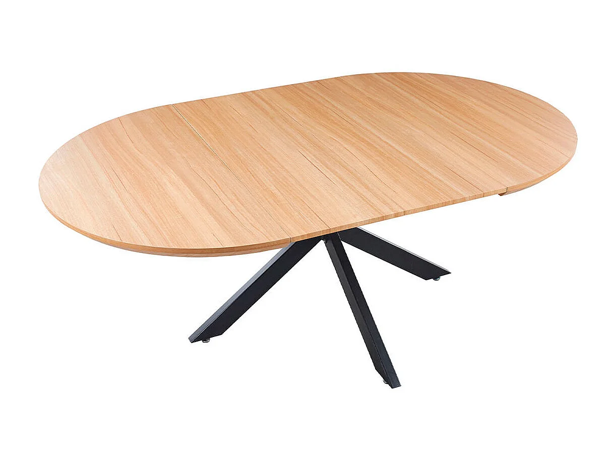 Mesa de comedor redonda extensible Cross natural/negro 76x130-170-210x130 cm Adec