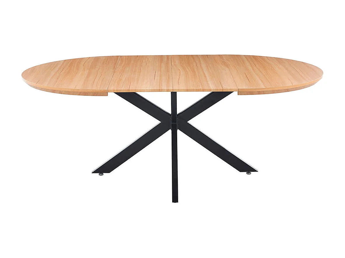 Mesa de comedor redonda extensible Cross natural/negro 76x130-170-210x130 cm Adec