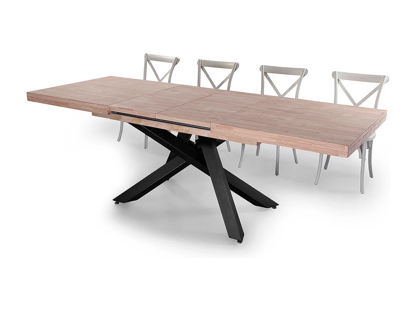 Mesa de comedor Xena extensible forma rectangular roble Honey/negro 76x160-200-240x90 cm Adec