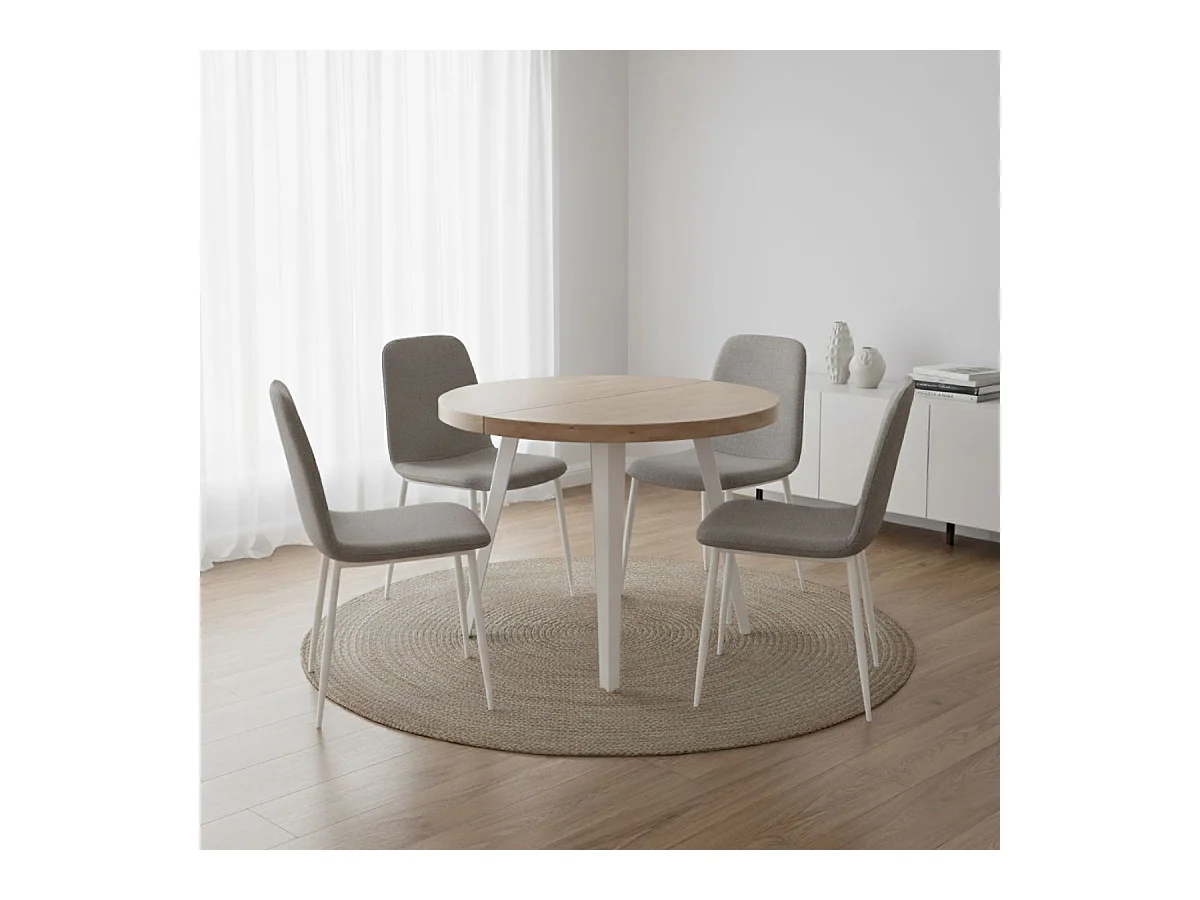 Mesa de comedor extensible Berg diseño redondo roble nordish/blanco 76x120-160-200x120 cm Adec
