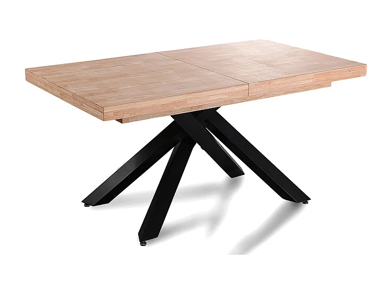 Mesa de comedor Xena extensible forma rectangular roble Nordish/negro 76x140-180-220x90 cm Adec