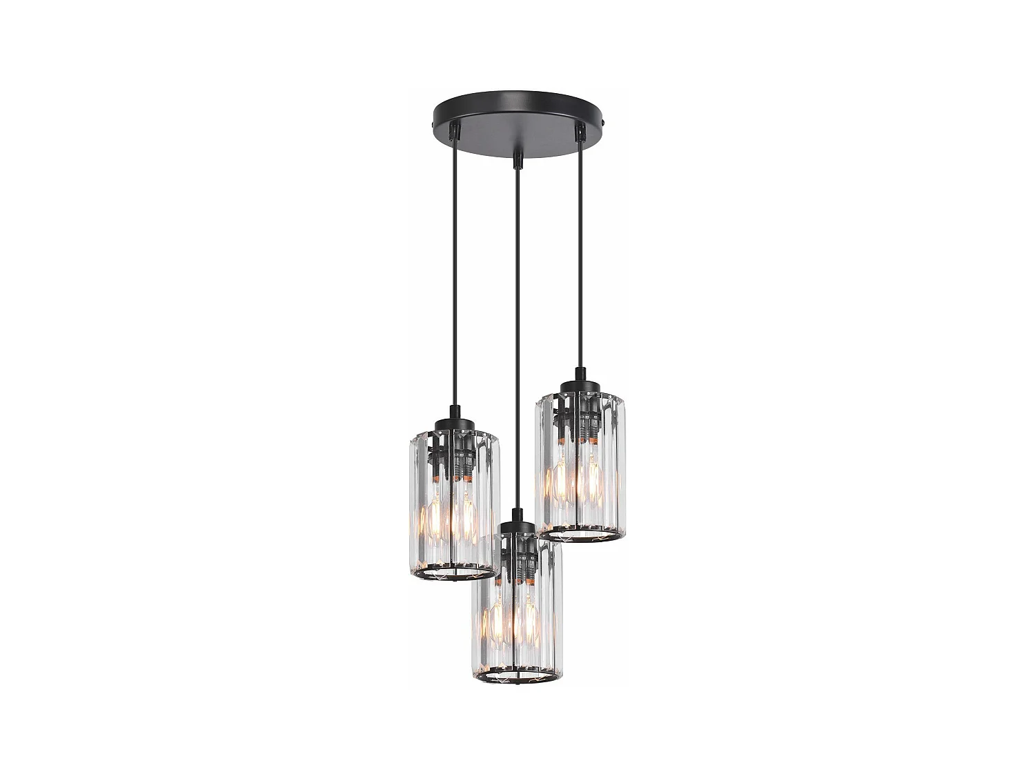 NETTLIFE Lampe à Suspension Pour Table à Manger En Cristal Noir Moderne 3 Flammes E27