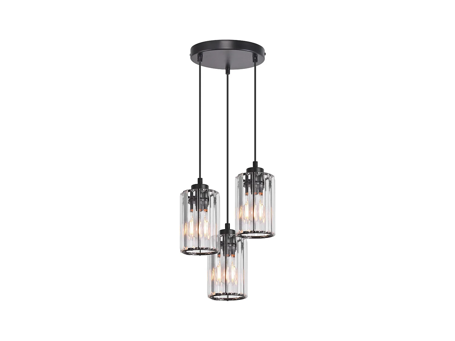 NETTLIFE Lampe à Suspension Pour Table à Manger En Cristal Noir Moderne 3 Flammes E27