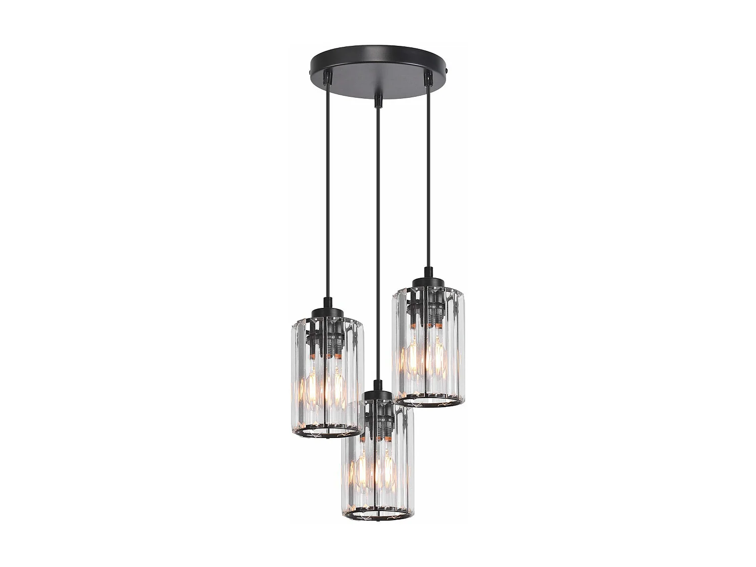 NETTLIFE Lampe à Suspension Pour Table à Manger En Cristal Noir Moderne 3 Flammes E27