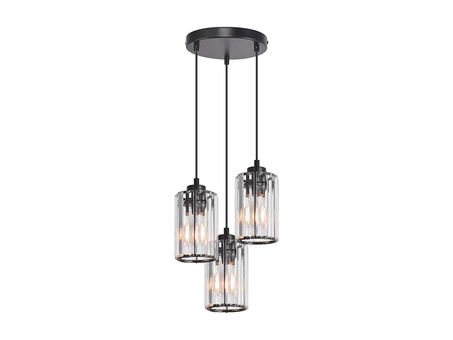 NETTLIFE Lampe à Suspension Pour Table à Manger En Cristal Noir Moderne 3 Flammes E27
