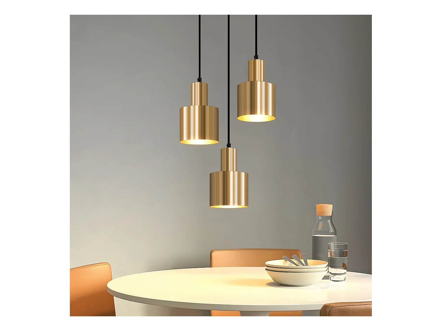 NETTLIFE hanglamp eettafel hanglamp vintage hanglamp 3 vlams rond modern design E27