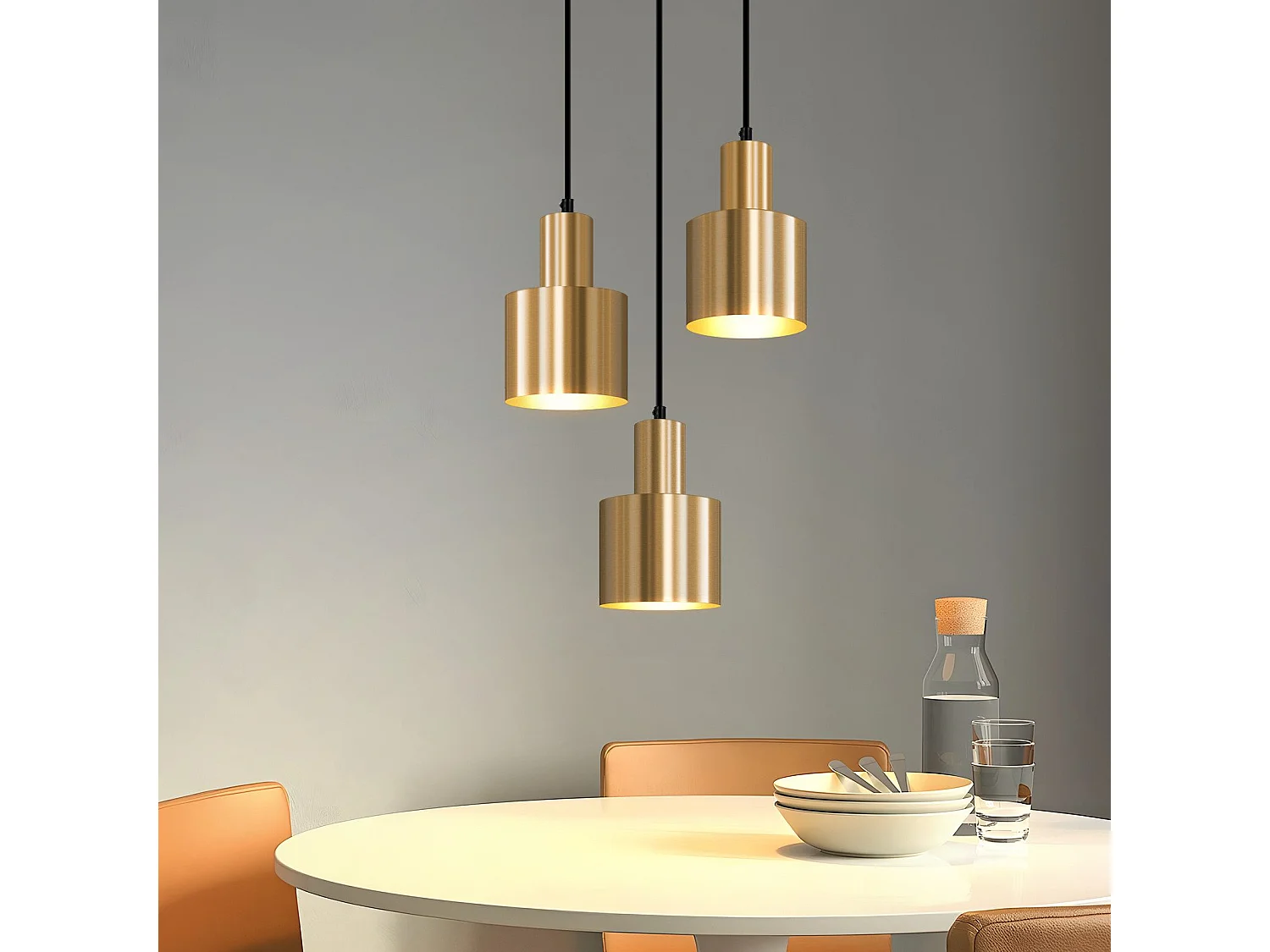 NETTLIFE suspension table à manger lampe suspendue lampe suspension vintage 3 flammes ronde design moderne E27