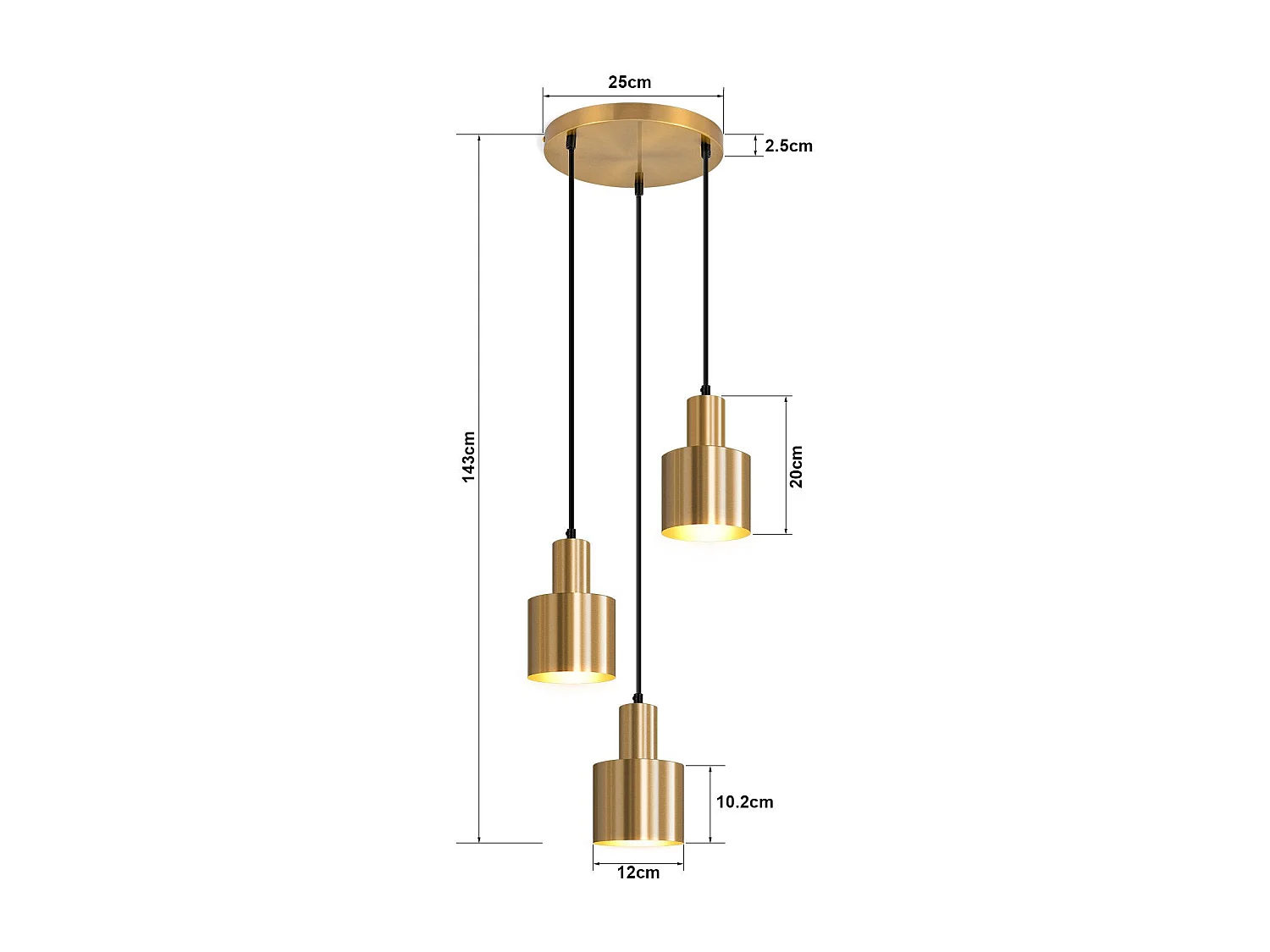 NETTLIFE suspension table à manger lampe suspendue lampe suspension vintage 3 flammes ronde design moderne E27