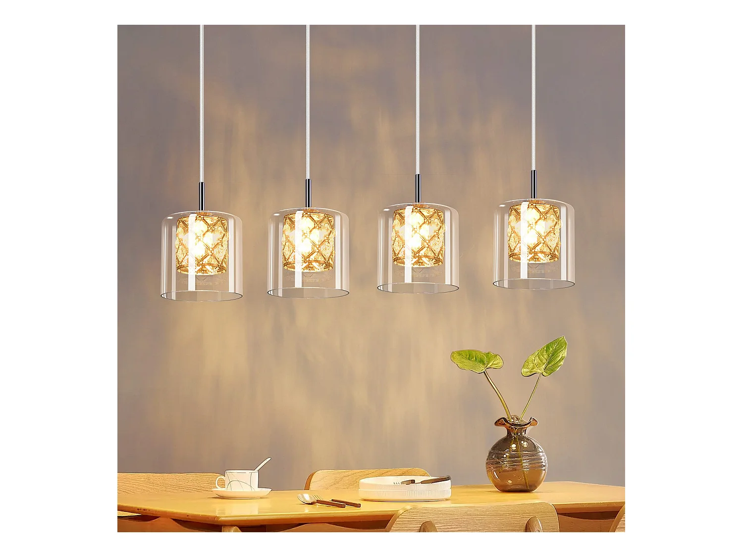 NETTLIFE Lampe Suspendue Pour Salle à Manger En Verre G9 Cristal Moderne à Hauteur Réglable