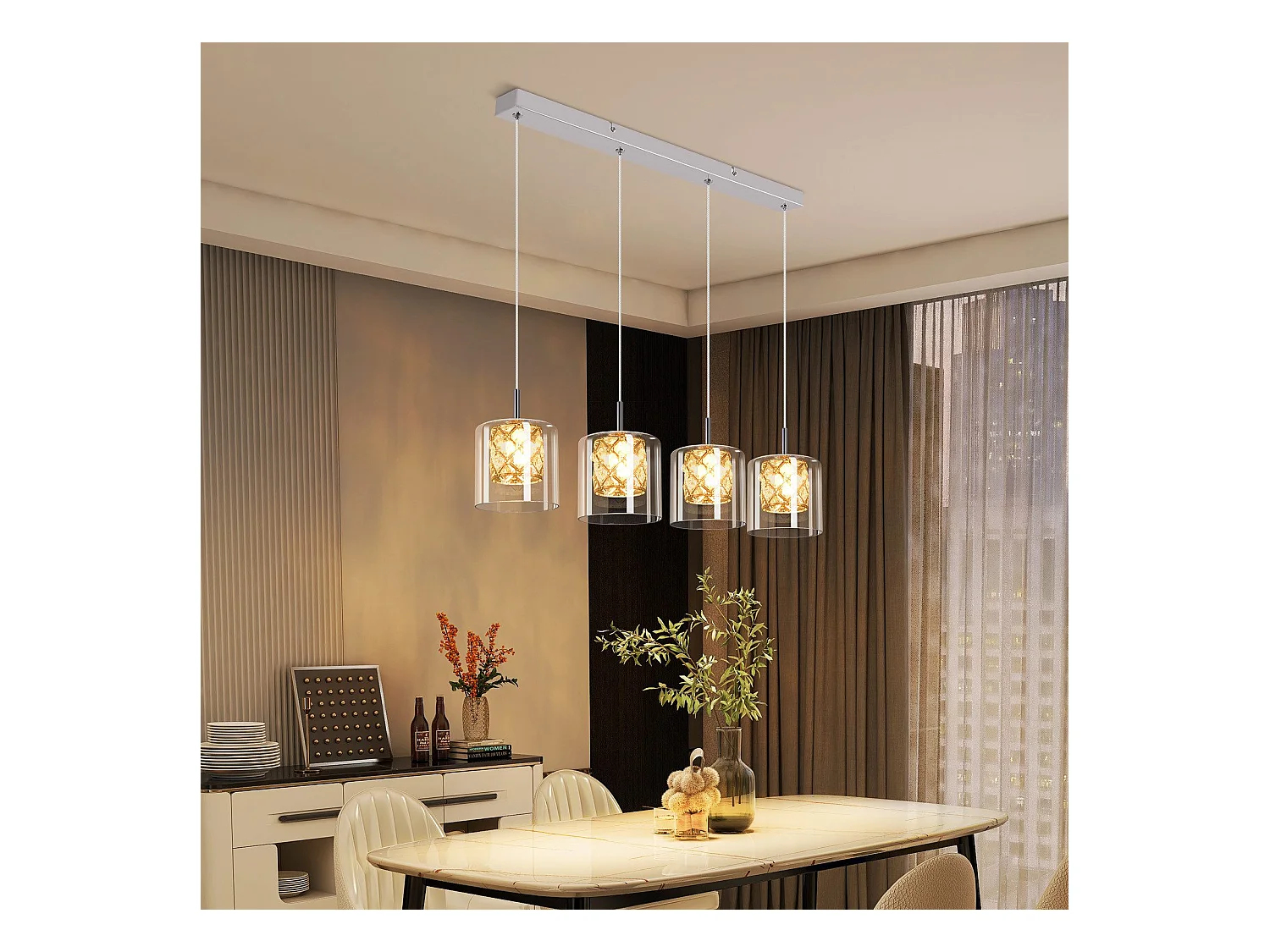 NETTLIFE Lampe Suspendue Pour Salle à Manger En Verre G9 Cristal Moderne à Hauteur Réglable
