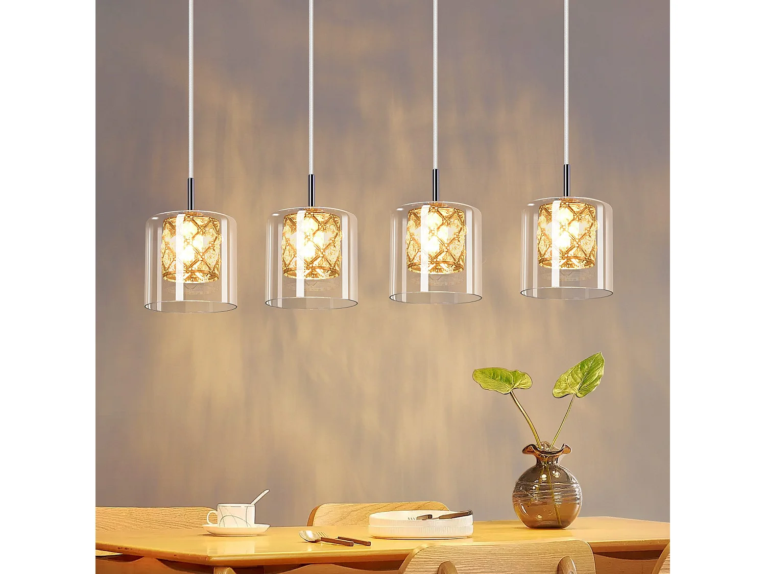 NETTLIFE Lampe Suspendue Pour Salle à Manger En Verre G9 Cristal Moderne à Hauteur Réglable