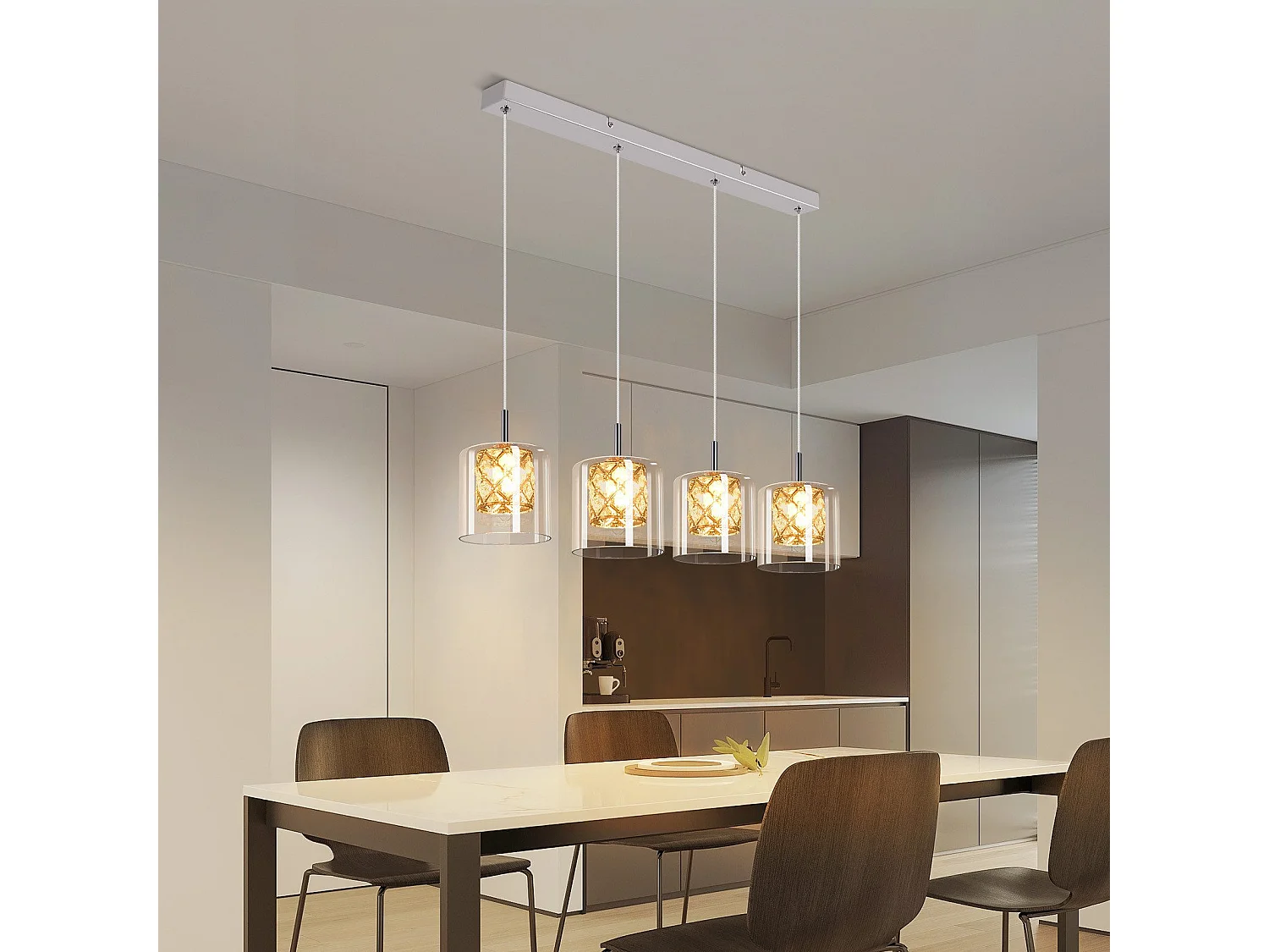 NETTLIFE Lampe Suspendue Pour Salle à Manger En Verre G9 Cristal Moderne à Hauteur Réglable