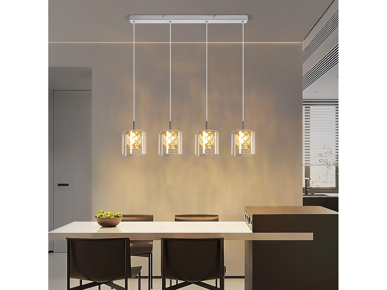 NETTLIFE Lampe Suspendue Pour Salle à Manger En Verre G9 Cristal Moderne à Hauteur Réglable