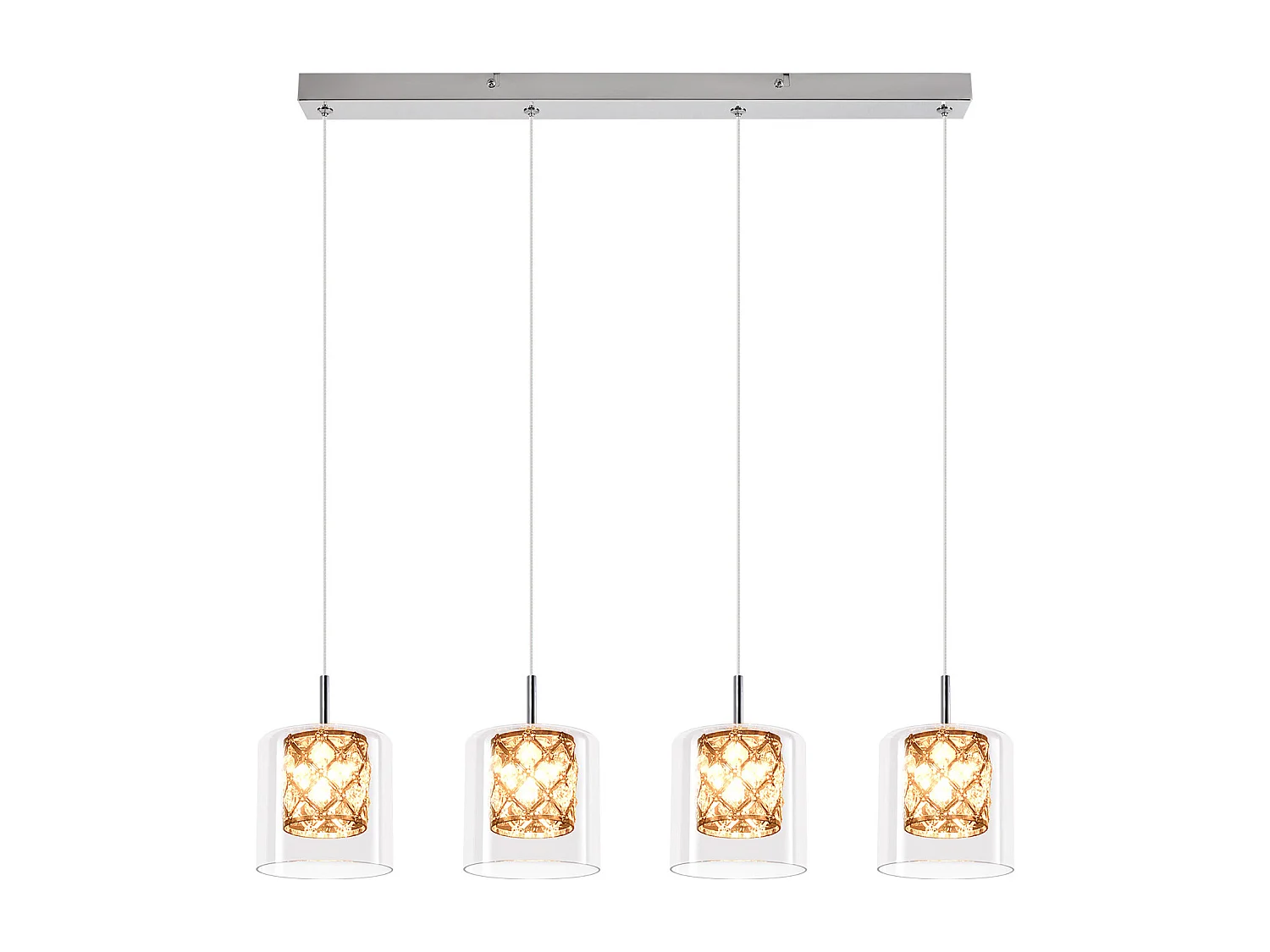 NETTLIFE Lampe Suspendue Pour Salle à Manger En Verre G9 Cristal Moderne à Hauteur Réglable