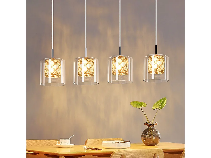 NETTLIFE Lampe Suspendue Pour Salle à Manger En Verre G9 Cristal Moderne à Hauteur Réglable