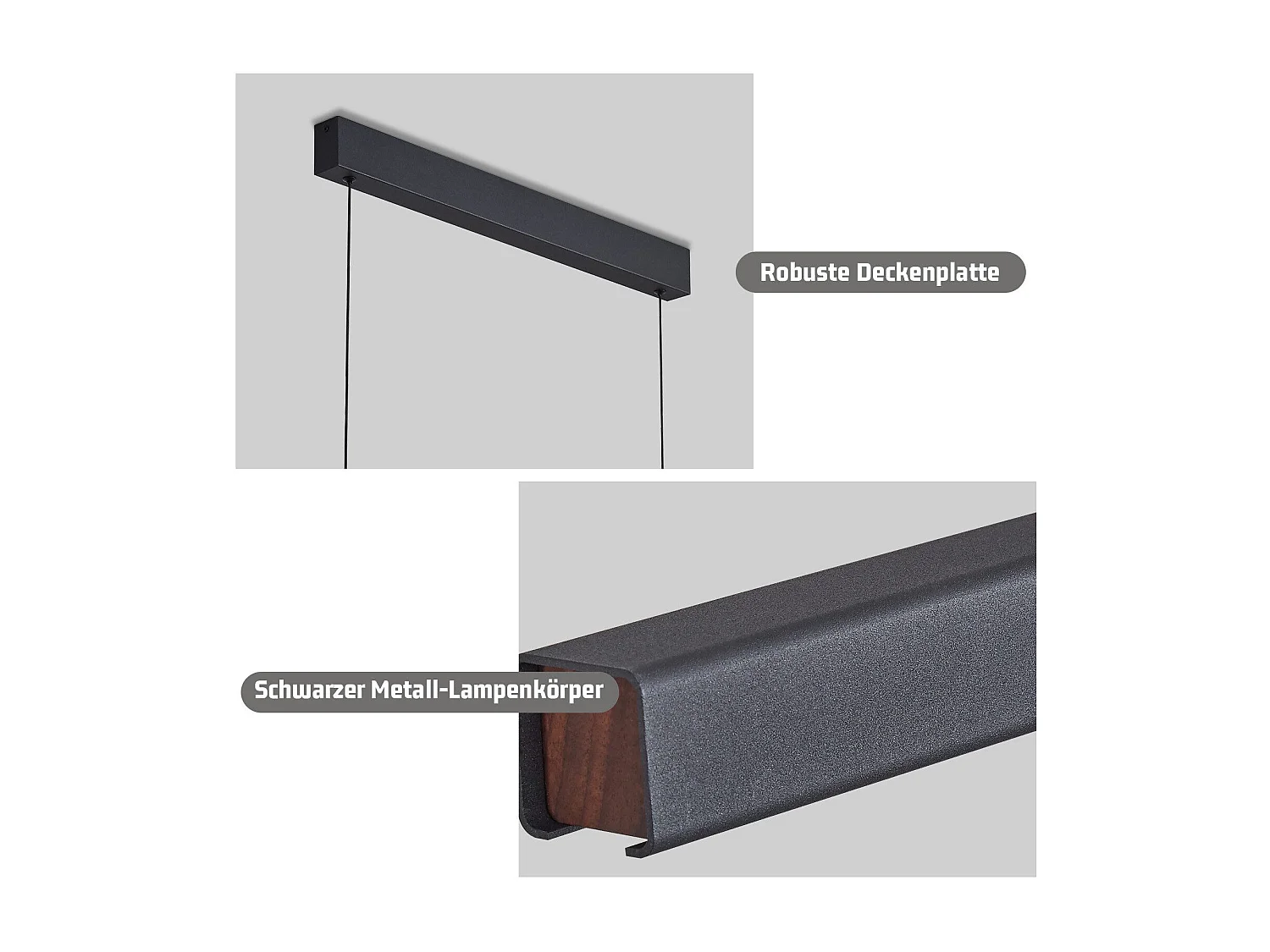 Suspension LED NETTLIFE pour salle à manger, intensité variable, noire, moderne, 50 W, 148,5 cm