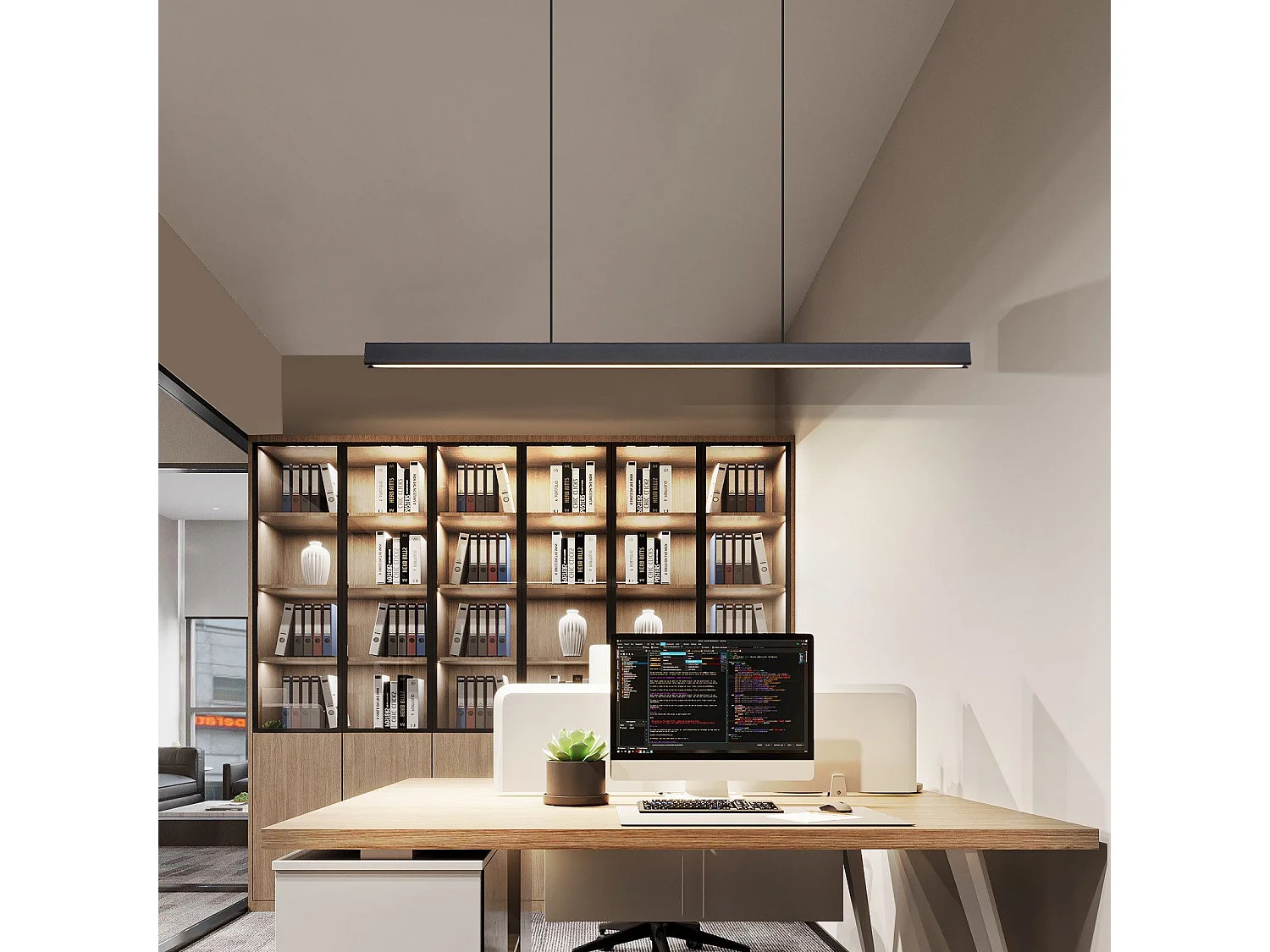 Suspension LED NETTLIFE pour salle à manger, intensité variable, noire, moderne, 50 W, 148,5 cm