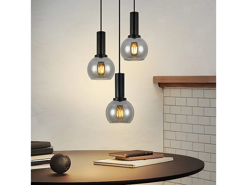 NETTLIFE Lampa wisząca do stołu jadalnego, lampa wisząca ze szkła w stylu vintage z 3 płomieniami E27