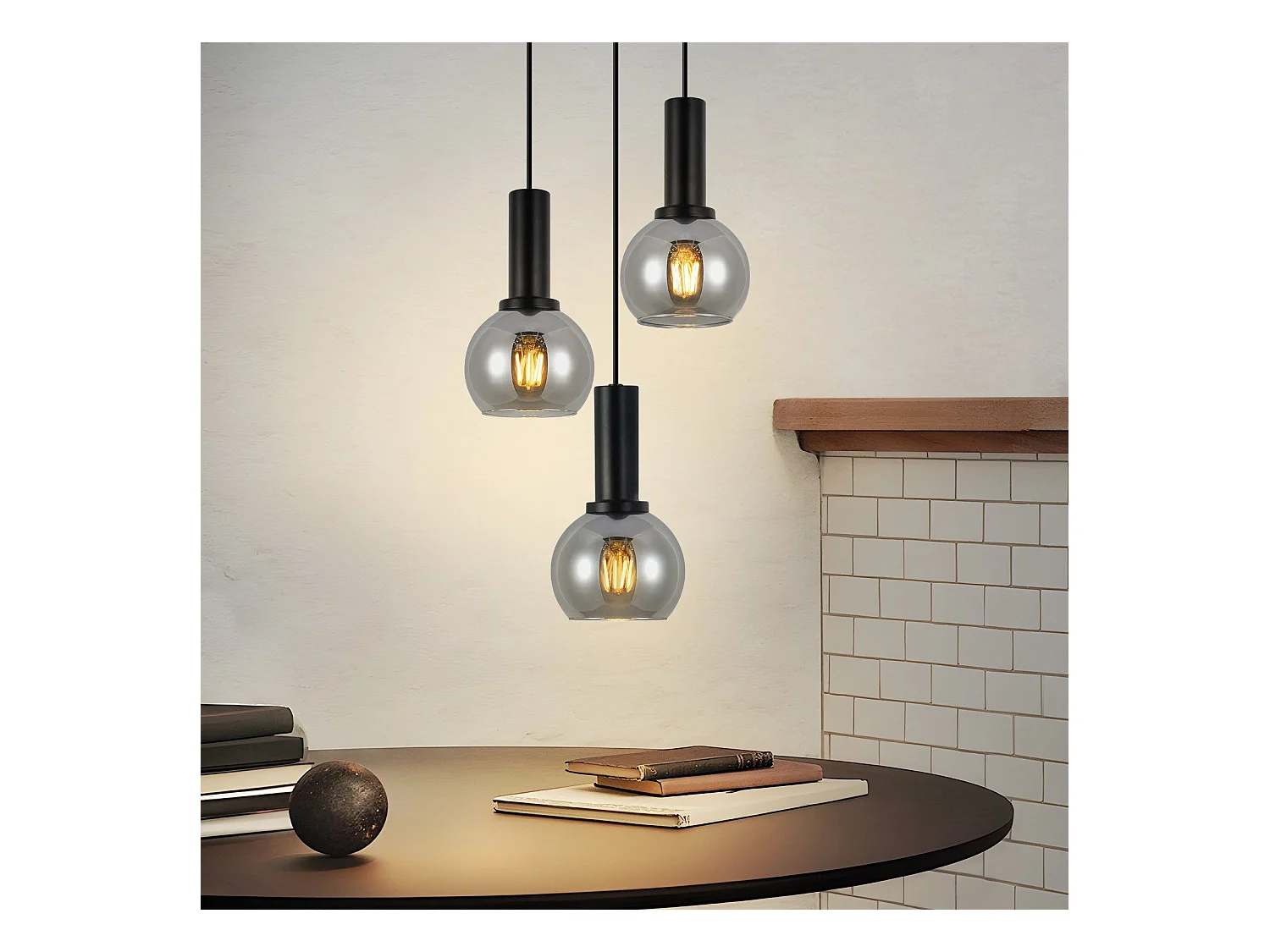 Lampe suspendue NETTLIFE pour table à manger, suspension en verre à 3 flammes vintage suspendue E27