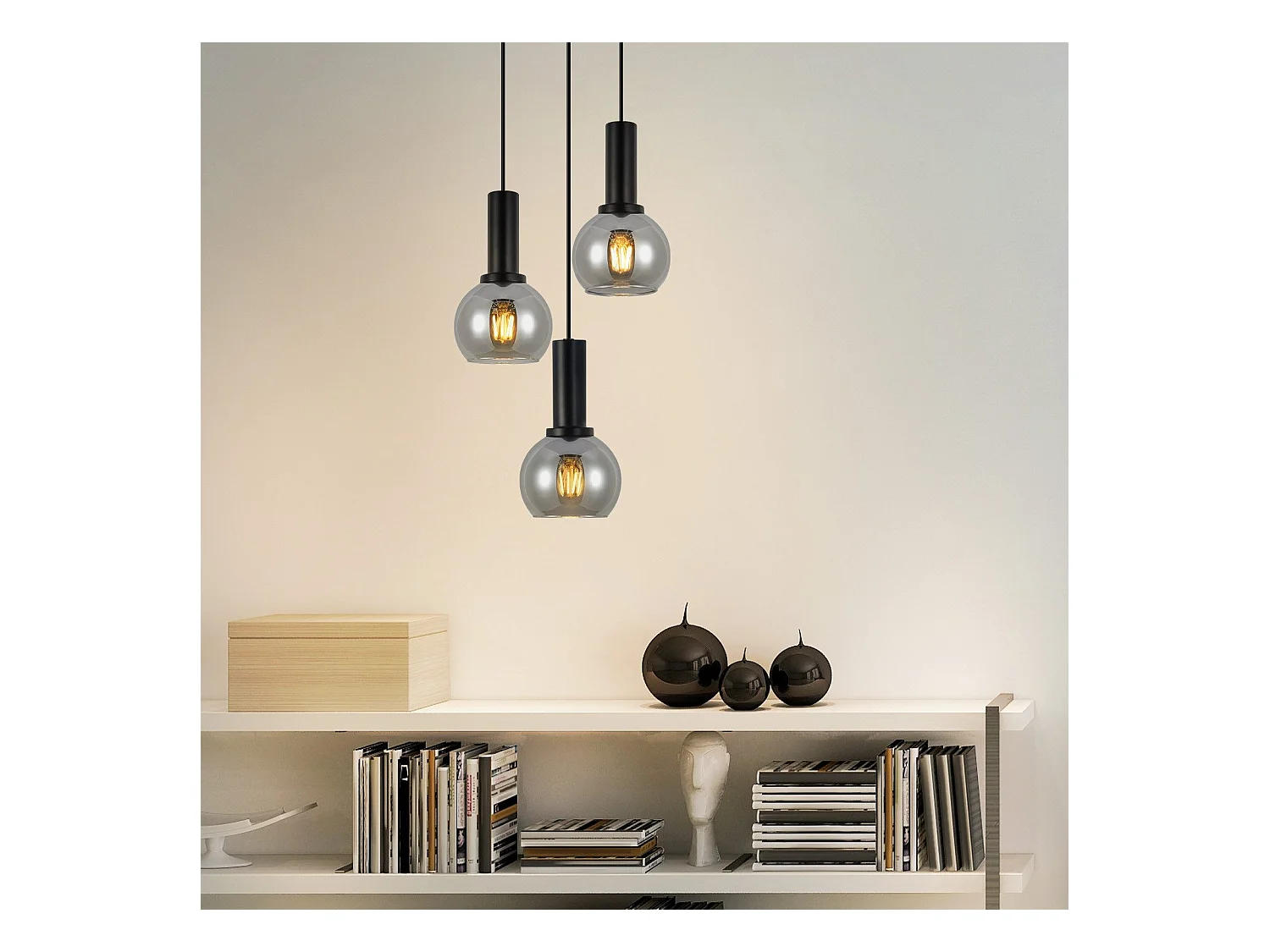 Lampe suspendue NETTLIFE pour table à manger, suspension en verre à 3 flammes vintage suspendue E27