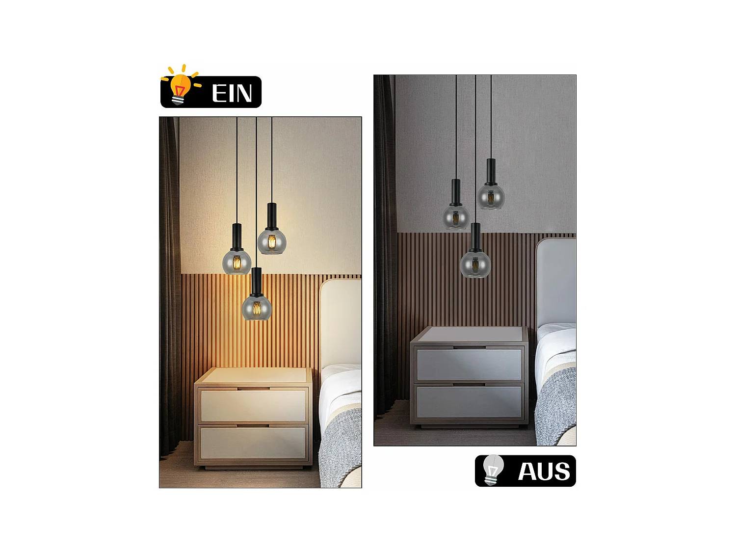 Lampe suspendue NETTLIFE pour table à manger, suspension en verre à 3 flammes vintage suspendue E27